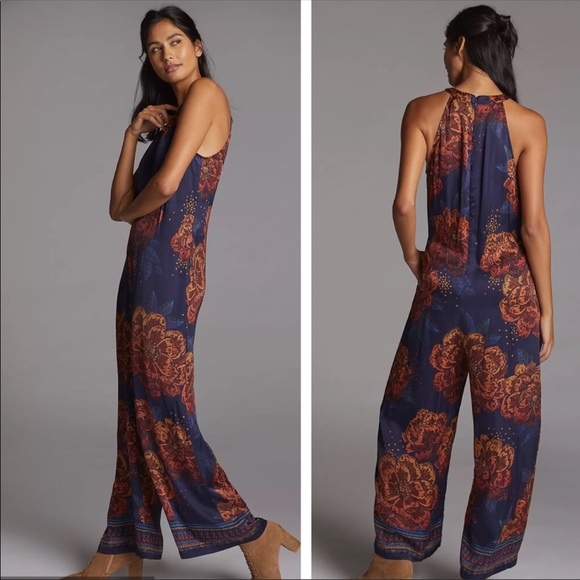 FARM Rio Pants - NWT Farm Rio Floral Halter Jumpsuit size Large